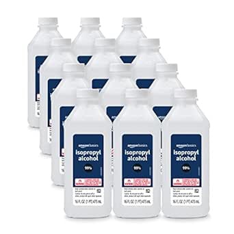 Amazon Basics 99% Isopropyl Alcohol First Aid For Technical Use,16 Fluid Ounces, 12-Pack (Previously Solimo)