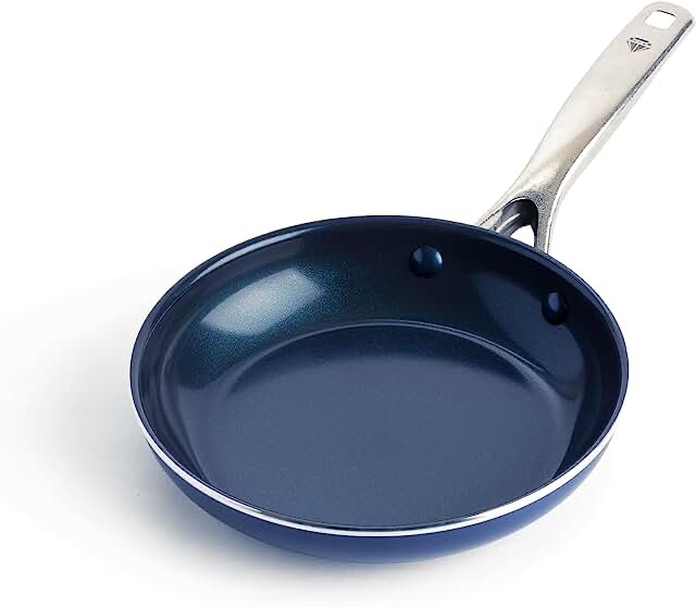Blue Diamond Cookware Diamond Infused Ceramic Nonstick 8" Frying Pan Skillet, PFAS-Free, Dishwasher Safe, Oven Safe, Blue