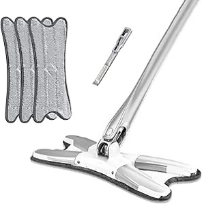 X Type Flat Floor Mop with 3Pcs Replacement Mop Pads,Easy Squeeze Mop,Self Wringing Flat Mop,Hand-Free Wash Household Floor Mop Creative X Mop(3 Pads)