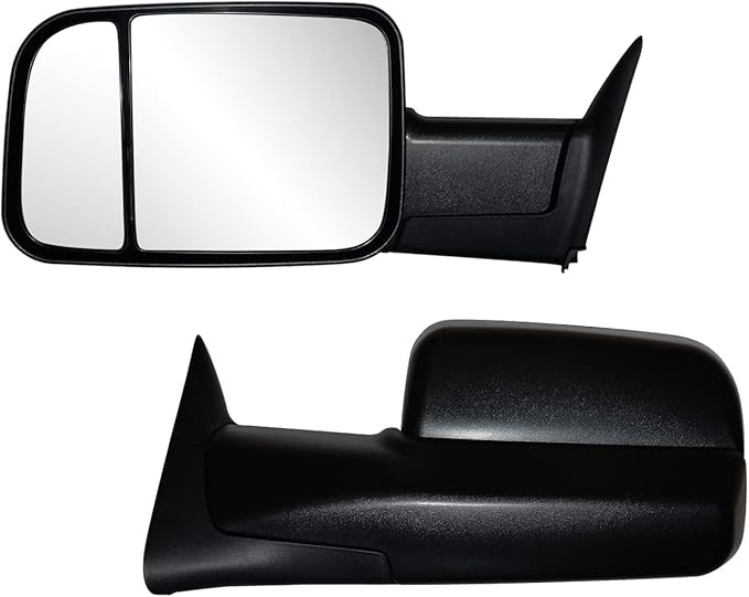 AERDM New Pair Towing Mirrors Black Housing Compatible with View Mirrors 94-01 Dodge Ram 1500, 94-02 Ram 2500 3500 Truck Manual Adjusted Side Set Left+Right