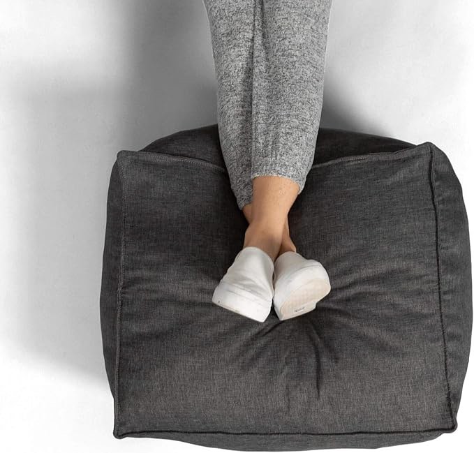 Big Joe Imperial Lounger Ottoman Foam Filled Bean Bag with Removable Cover, Gray Union, Durable Woven Polyester, 2 feet