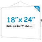 MaxGear Double-Sided Dry Erase Board, 18x24 " Mini Hanging Whiteboard, Small White Board with a Black Dry Erase Marker, Portable for Students - Planning, Drawing, Memo, to Do List, Black Frame