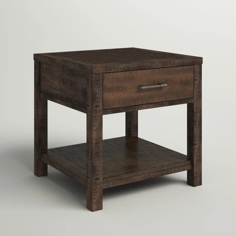 Azareth Solid Wood End Table with Storage