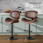 Jaquela Swivel Bar Stool of 1 Counter Height Bar Stools with Back and Footrest, Adjustable Counter Stools 24" to 33", Faux Leather Modern Stools for Kitchen Island
