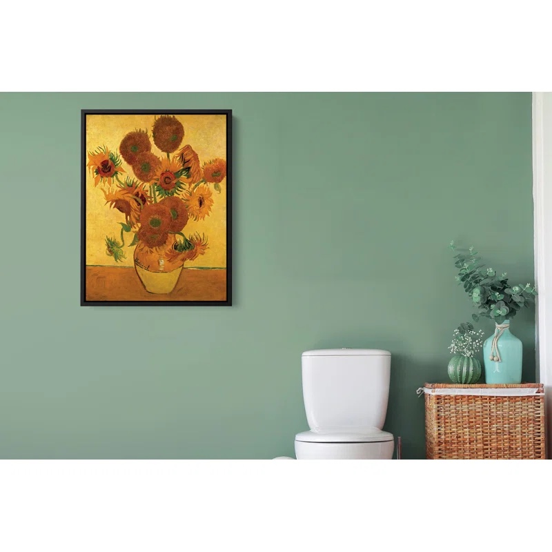 Miko 'Vase with 15 Sunflowers' by Vincent van Gogh, Yellow Floral Fine Art Gallery Canvas Print 18x24 inch