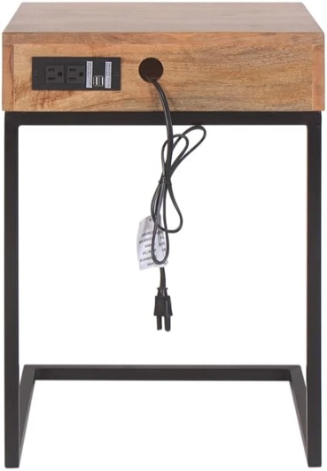 Zen C End Table with Built-In Outlets