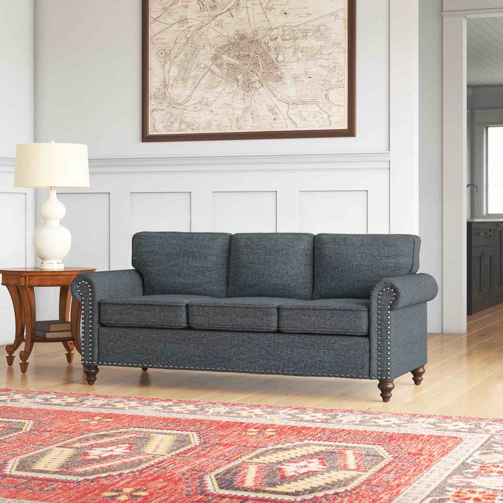 Anylia 78'' Linen Blend Sofa With Solid Wooden Legs