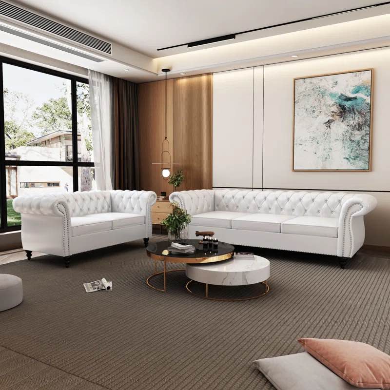 Alxis 2 Piece Faux Leather Living Room Set