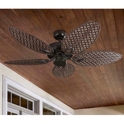 Harbor Breeze Tilghman II 52-in Aged Bronze with Brown Blades Indoor/Outdoor Downrod or Flush 