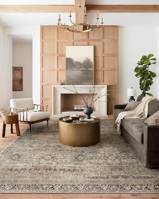 Loloi Layla 7'-6" x 9'-6" Area Rug in Olive/Charcoal - Thick Area Rug, Soft Area Rug with, Vintage Inspired Distressed Design, Low Pile, Non-Shedding, Easy Clean, Durable Living Room Rug