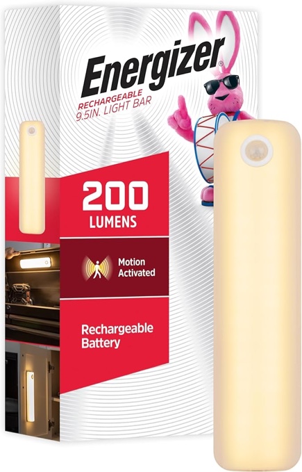 Energizer Rechargeable LED Motion Sensing Light Bar, 9.5in  USB-C, Wireless, Stick-On. Ideal for Under Cabinets, Kitchens, Closets, and Garages (81758)