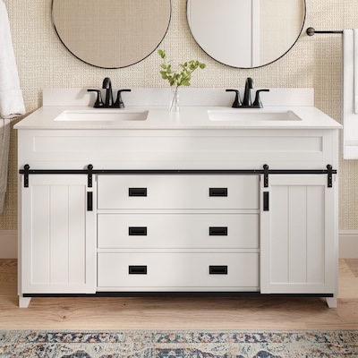 Style Selections Morriston 60-in White Undermount Double Sink Bathroom Vanity with