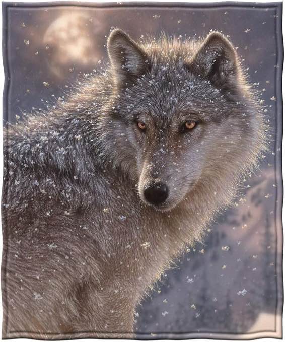 Dawhud Direct Lone Wolf Fleece Blanket for Bed 50" x 60" Wolf Fleece Throw Blanket for Women, Men and Kids Super Soft Plush Wolf Blanket Throw, Animal Print Blanket, Blanket for Kids