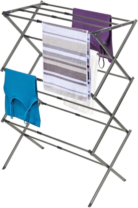 BLACK+DECKER Laundry Organization Expandable/Collapsible Clothes Drying Rack. Essential for Camping/Trailers or Anywhere You Air Dry Laundry. Oversized for Multiple Garments, Silver