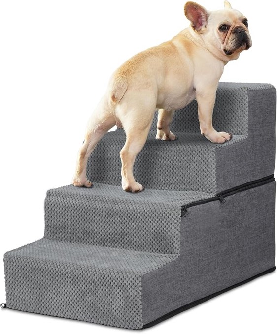 Dog Stairs for Small Dogs, 4-Step Dog Ramps for Couch High Bed, Pet Stairs for Cats Older Dogs, Stable Non-Slip Dog Indoor Step (24 * 15.7 * 18.5in)