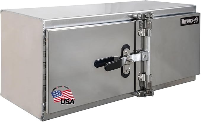 Buyers Products 1763127 Smooth Aluminum Underbody Truck Tool Box With Cam Lock Stainless Steel Double Barn Door, 18 x 24 x 60 Inch, Made In The USA