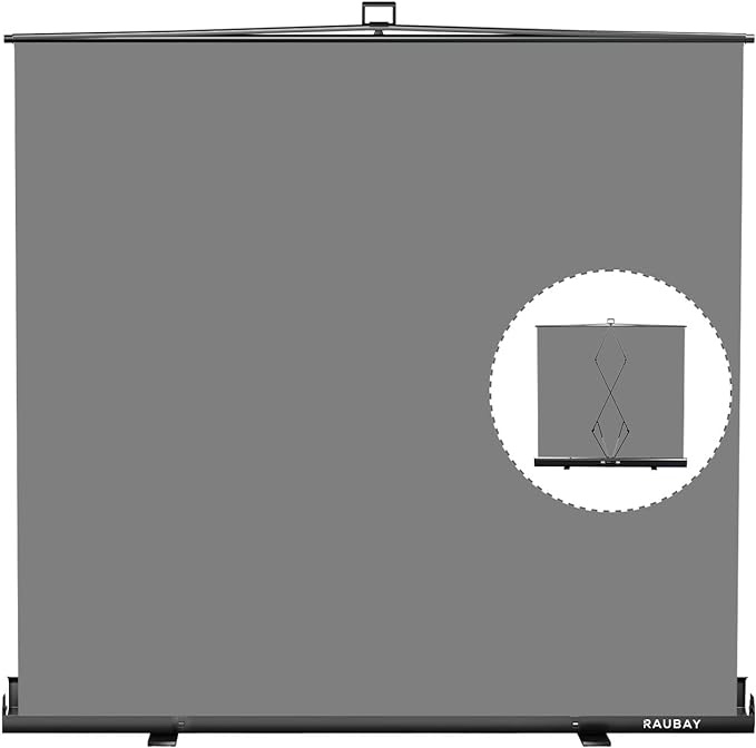 Backdrop Screen Portable Retractable Panel Photo Gray Background with Stand for Video Conference, Photographic Studio, 