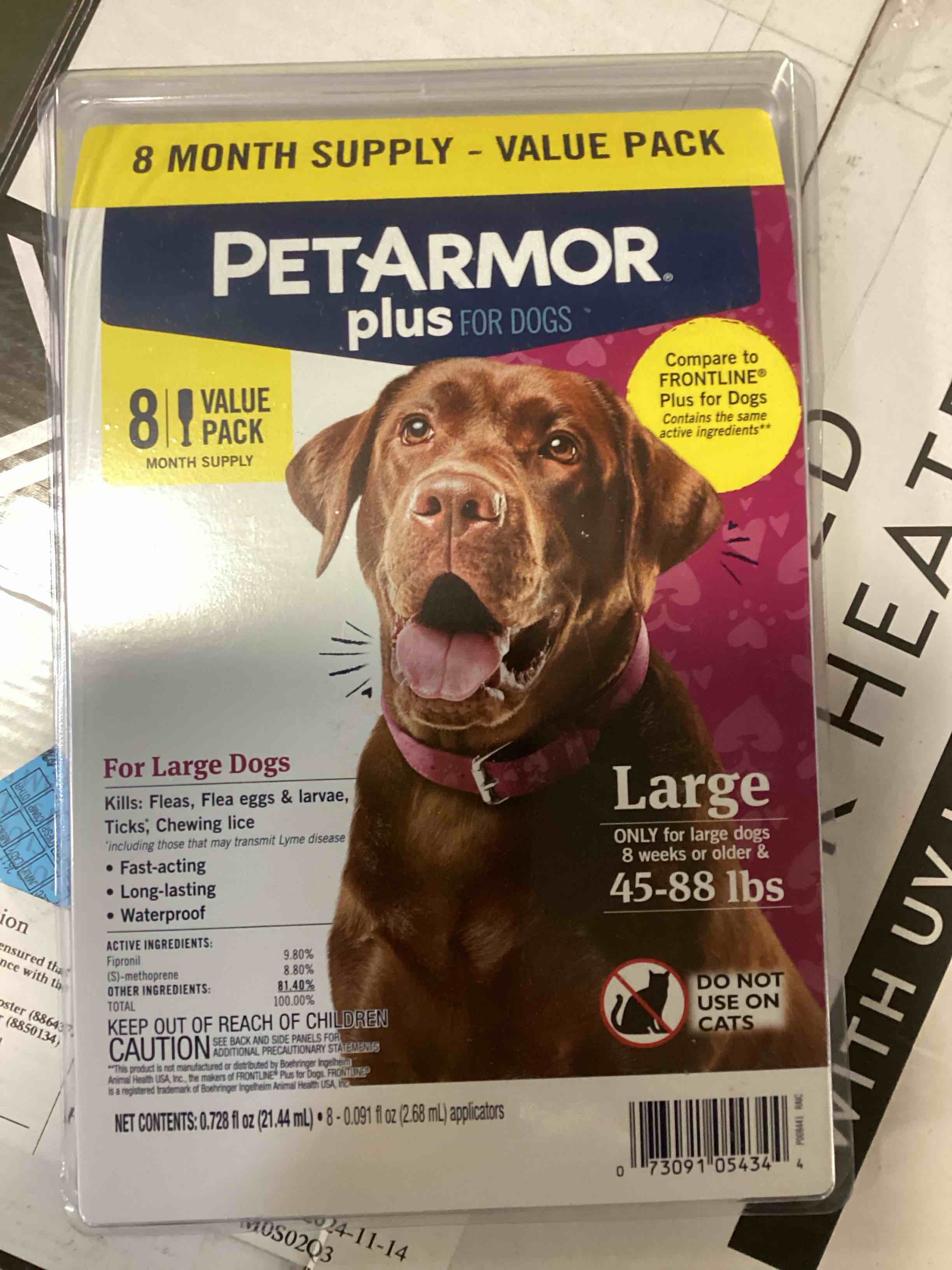 Condition photo showing Good Condition for PetArmor Plus Flea & Tick Prevention for Large Dogs 45-88 lbs  8 Month Supply