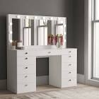 Boahaus EXTRA-LARGE Makeup Vanity with Lights, 11 Drawers, Large Mirror, Built In Lights, Power Outlet, Glass Top(incomplete missing mirror) 