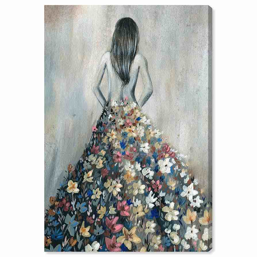 The Oliver Gal Artist Co. Canvas Wall Art, People and Portraits, Girl Silhouettes with Pansies, 