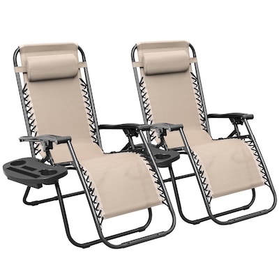 Vineego Zero Gravity Chair Set of 2 Stackable Black Steel Frame Spring motion Recliner Chair