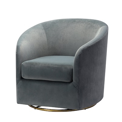 14 Karat Home Modern GREY Velvet Barrel Chair