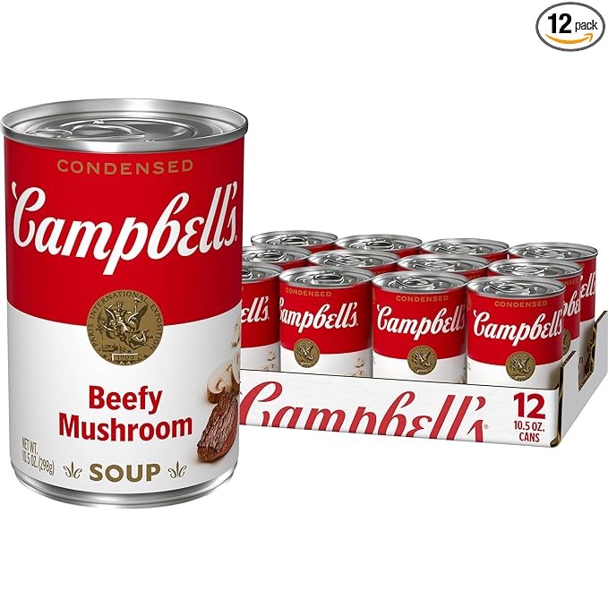 Campbell's Condensed Beefy Mushroom Soup, 10.5 oz Can (12 Pack)