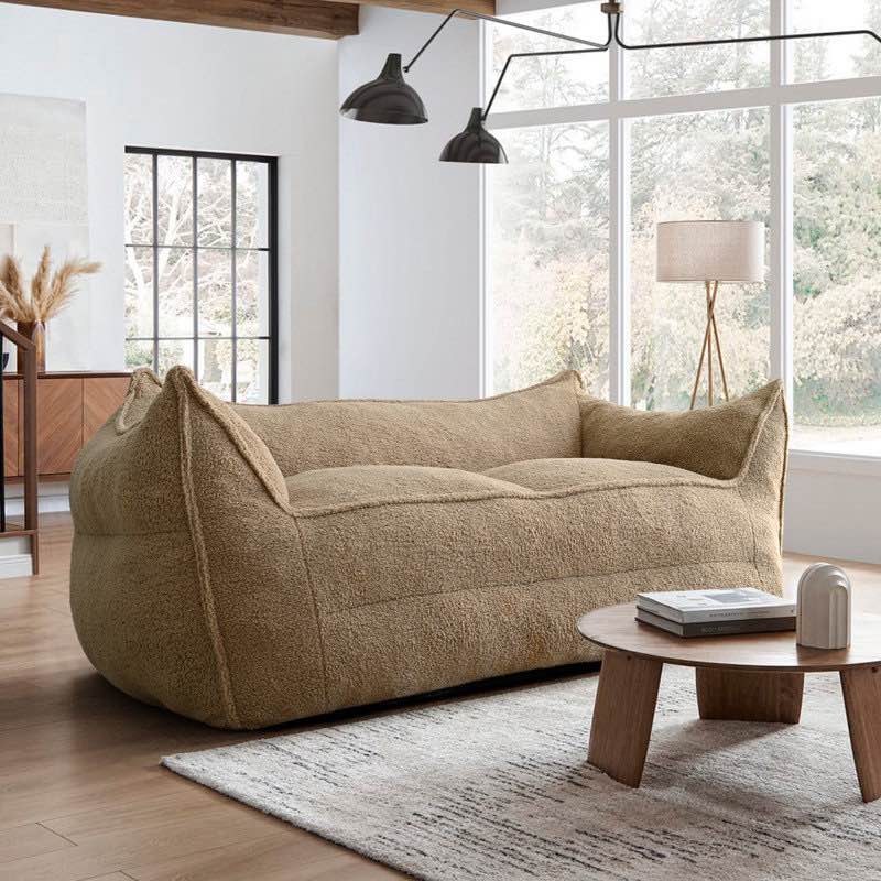 Matt 65'' Upholstered Teddy Fabric Bean Bag Loveseat for Small Space