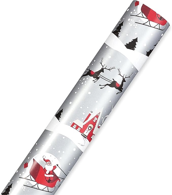 (similar)Hallmark Christmas Wrapping Paper Jumbo Rolls with Cut Lines on Reverse (2 Rolls, 4 Designs: 160 Sq.