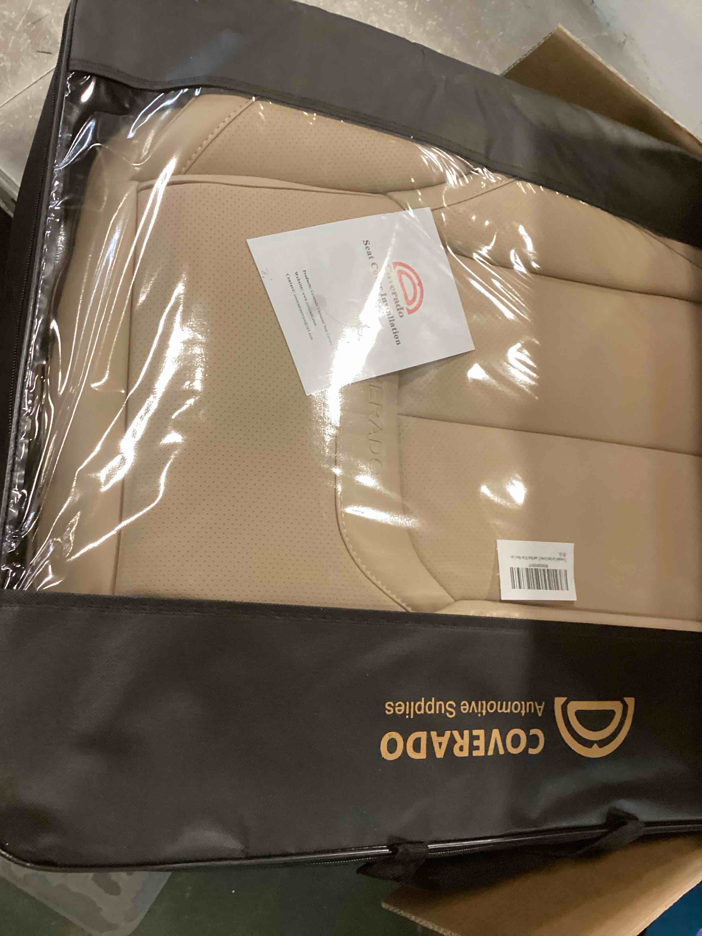 Coverado Car Seat Covers Full Set, Seat Covers for Cars, Beige Car Seat Cover, Car Seat Protector Waterproof, Nappa Leather Car Seat Cushion, Car Seat Covers Front Seats and Back Fit for Most Cars