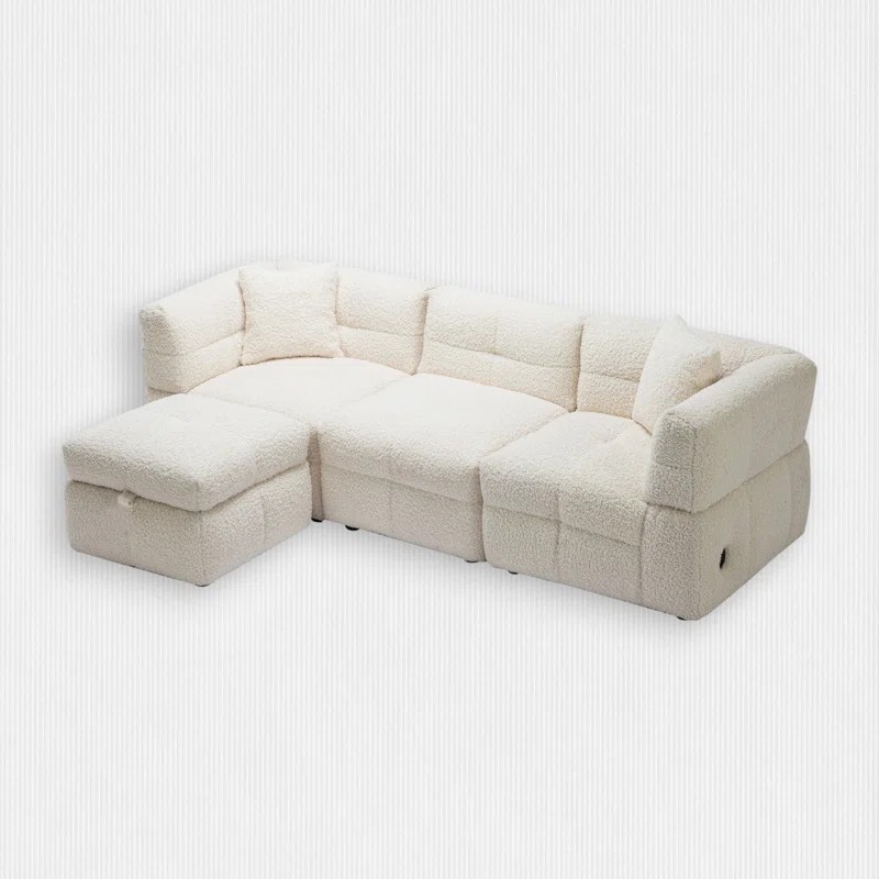Destina 4 - Piece Upholstered Sectional cream white 