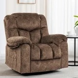 (incomplete, only 1 box )Rocker Recliner Chair For Adults, 360°swivel Recliner Chair With Usb Ports, Rocking Recliner Chairs With Massage And Heating For Living Room Upholstery Color: Brown