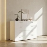 Ktaxon Bedroom Dresser with 8 Drawers, Wooden Double Dresser for Entryway, Wide Storage Cabinet for Living Room, White