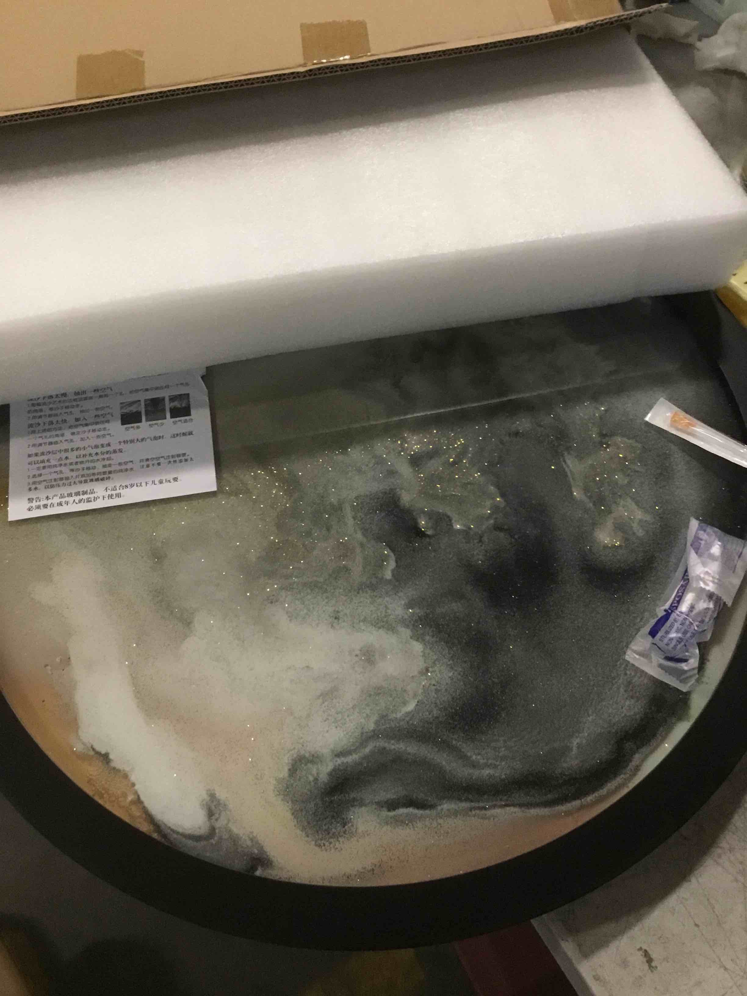 MUNSCVUS 24" Moving Sand Art Décor, Wall Mounted Sand Art Liquid Motion 3D Dynamic Sculpture,360°Rotate Wall Art Deep Sea Sandscape,Glass Crafts Solid Wood Frame,Relaxing Quicksand Décor (Blue) 24inch Blue