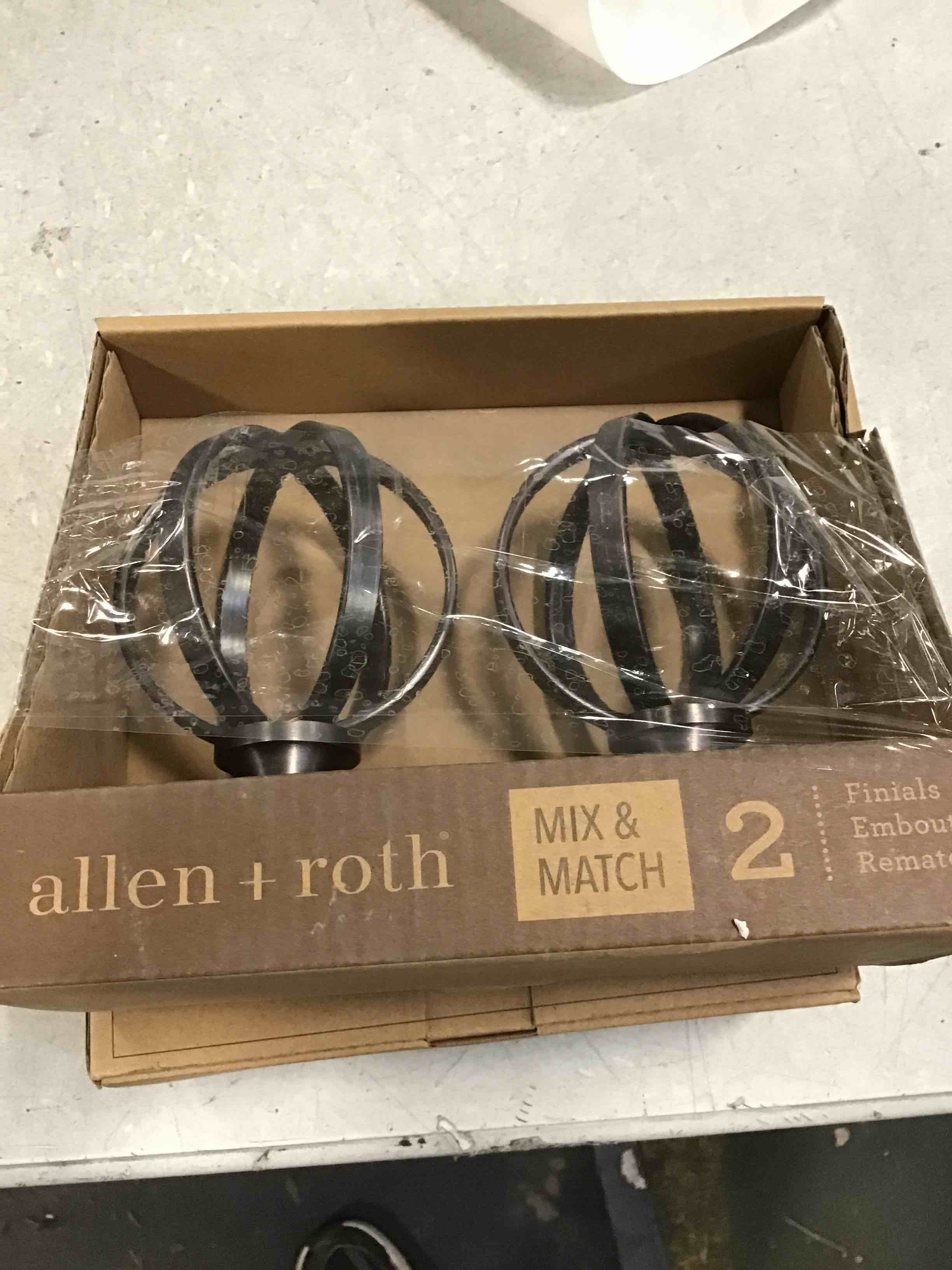 ( 3piece’s different and different color) NIB Allen Roth Set of 2 Matte Black Finials for 1" Diameter Rods