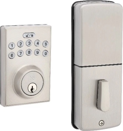 Bragg Satin Nickel, Modern Electronic, Deadbolt & Door Handle, Satin Nickel, RELIABILT Satin Nickel Electronic Deadbolt with Keypad & Passage Door Handle, Keyless Entry