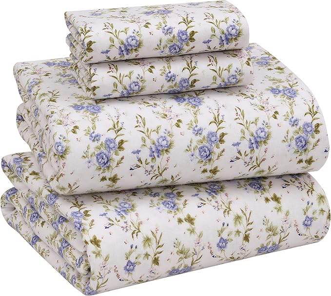 (SIMILAR DESIGN) RUVANTI Flannel Sheets Queen Size - 100% Cotton Double Brushed Bed Sheets, Deep Pockets 16 Inches Queen Sheet Set, All Seasons Breathable & Extra Soft - Warm & Cozy, 4 Piece