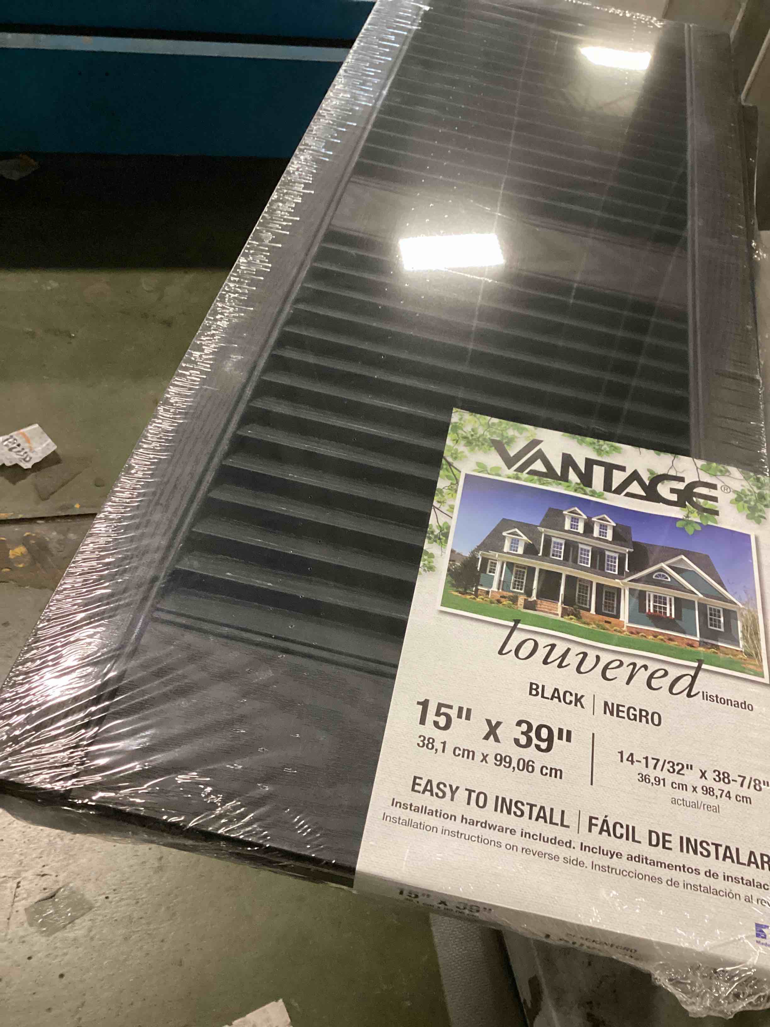 Vantage 14.53-in W x 38.88-in H Black Exterior Shutters (2-Pack)