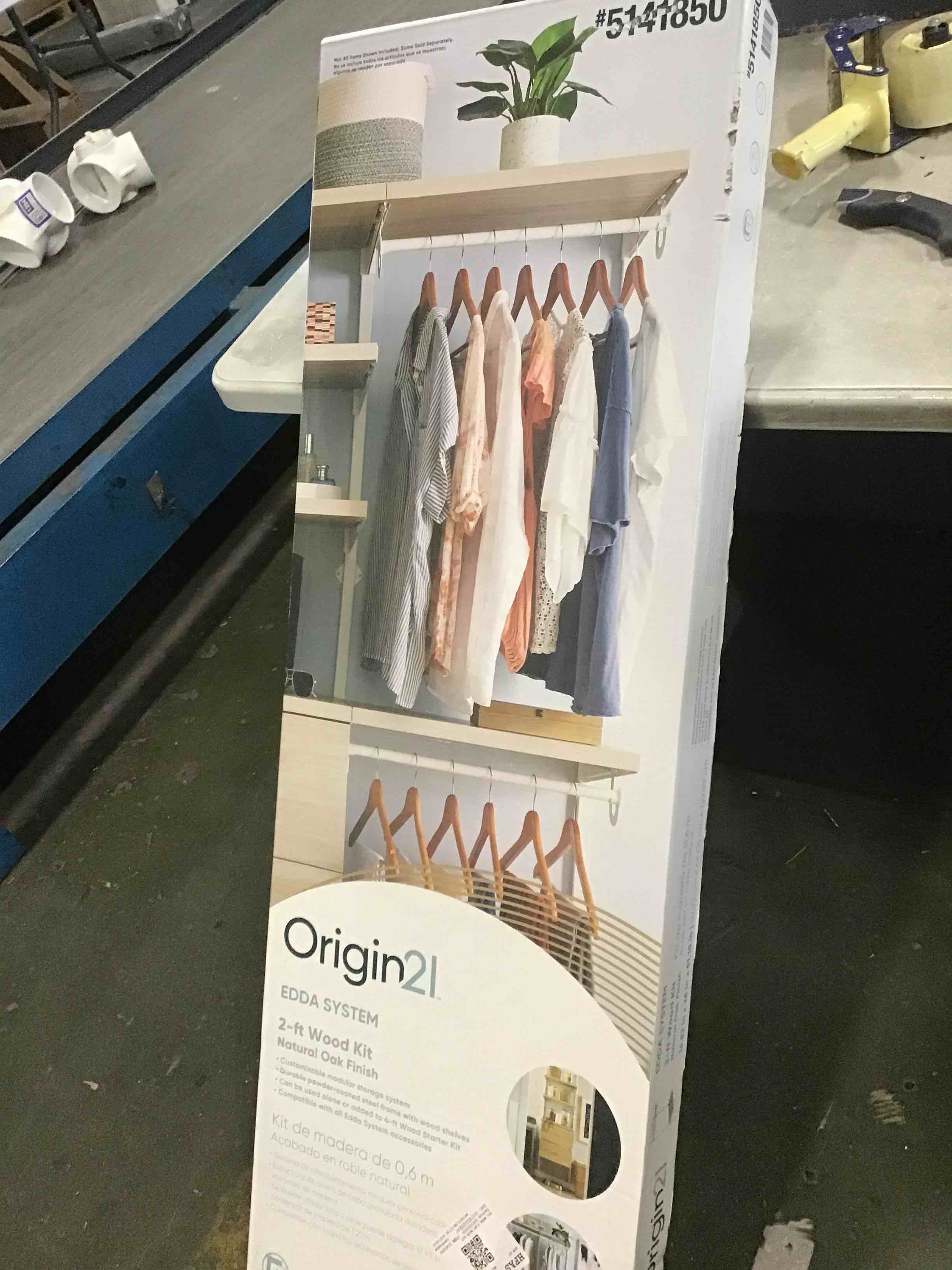 Origin 21 Edda Natural Oak Solid Shelving Wood Closet System