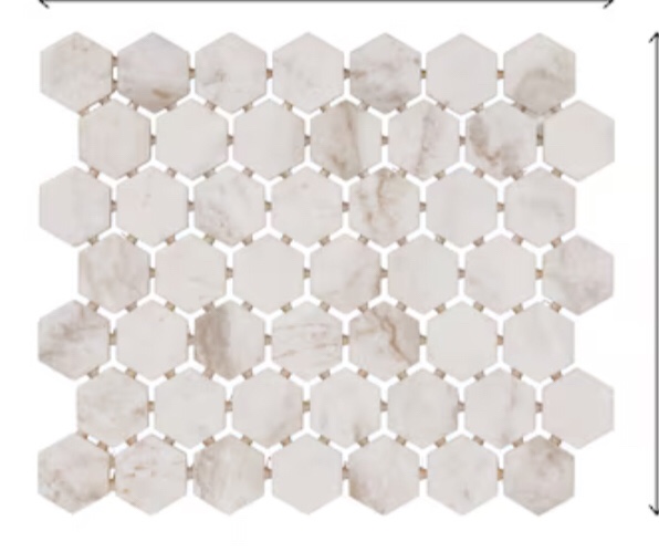allen + roth Fabuleux Greige 10-in x 12-in Matte Ceramic Stone Look Hexagon Mosaic Floor 