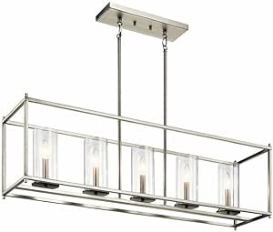 Kichler 5-Light Linear Pendant Chandelier - Anvil Iron Antique Gray 389$