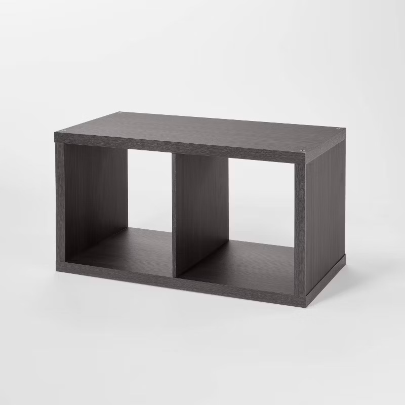 2 Cube Organizer Black Oak - Brightroom™: MDF Bookshelf with Anti-Tip Hardware, 13" Cubby Storage System