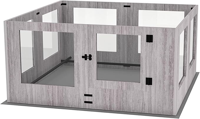 Large Dog Whelping Box Playpen: Indoor Pet Giving Birth Box Cage with Safety Rail and Waterproof Fertility Pad - 24” Tall Wooden Puppy Exercise Play Pen with Clear Acrylic Window for Small Medium Dogs