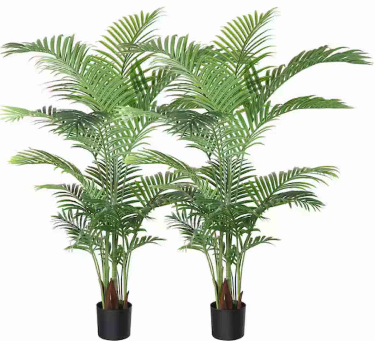 DR.Planzen Artificial Areca Palm Plant 2 Pack 5 Feet Fake Palm Tree with 17 Trunks Faux Tree for Indoor Outdoor Modern Decoration Feaux Dypsis Lutescens Plants in Pot for Home Office Housewarming Gift