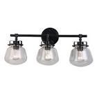 allen + roth Lyla 23-in 3-Light Matte Black Mid-century Vanity Light
