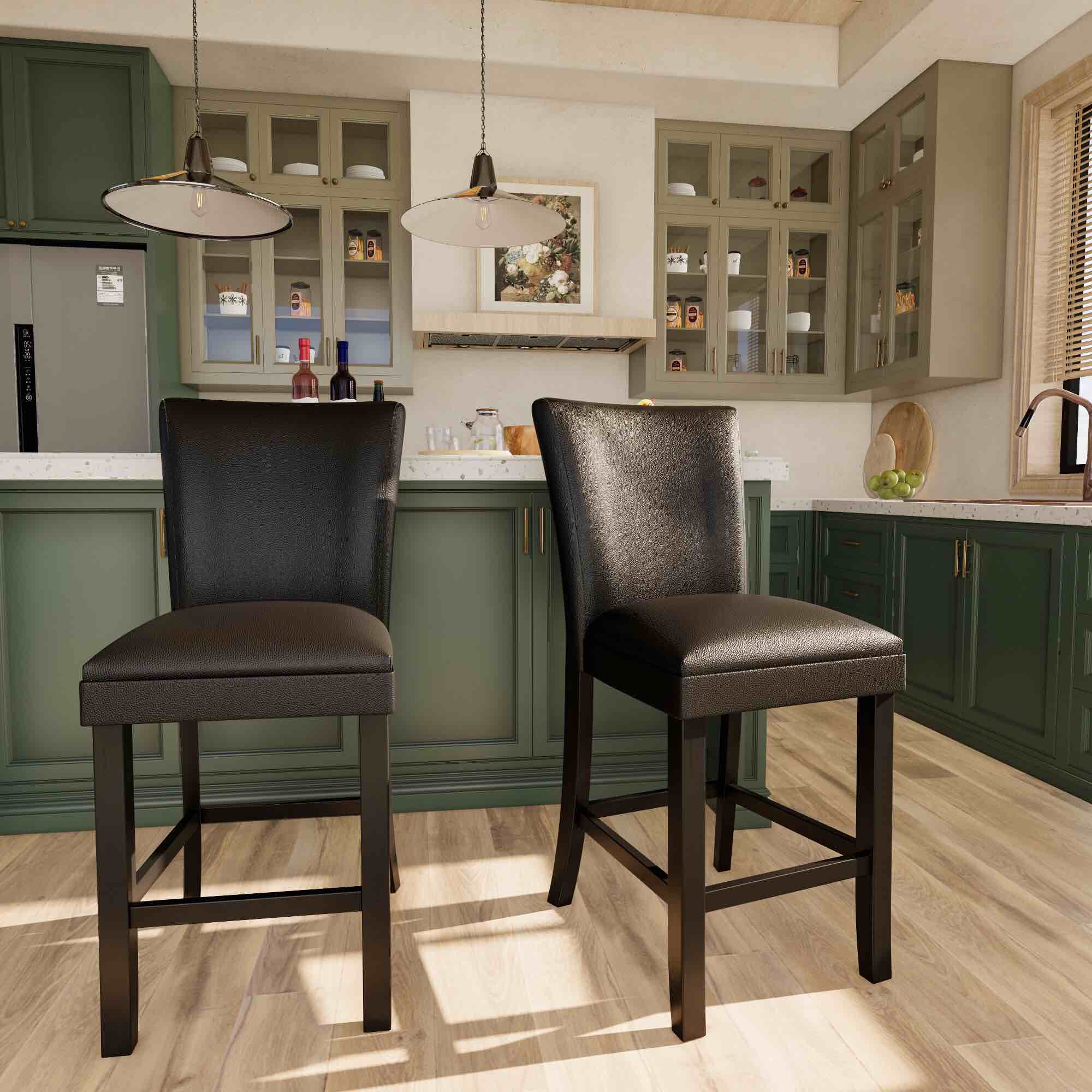 Jone Upholstered Back Barstool Seat Height: Counter Stool (25â€? Seat Height), Upholstery: Black