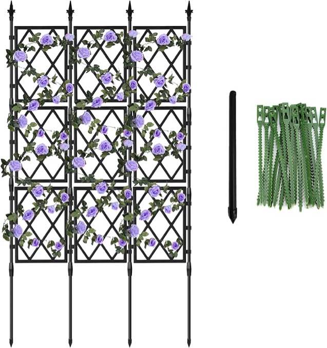 WellSign Garden Trellis for Climbing Plants Outdoor 5.25 FT, Plastic Coated Iron Pipe Metal Support Wall Tall Plant Trellis Fence with 20 Ties for Ivy Vines Rose WellSign Garden Trellis for Climbing Plants Outdoor 5.25 FT, Plastic Coated Iron Pipe Metal Support Wall Tall Plant Trellis Fence with 20 Ties for Ivy Vines Rose
