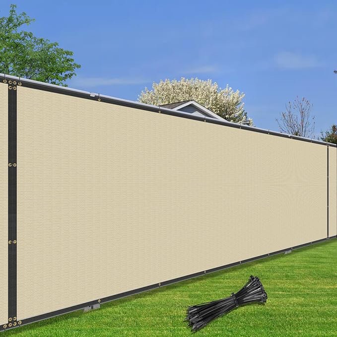 UPGRADE Privacy Screen Fence 4' x 50' Commercial Shade Cover with Brass Grommets Heavy Duty Perfect for Outdoor Back Yard-Black, Customizable