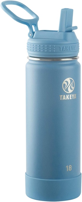 Takeya 885395512662 Actives Insulated Stainless Steel Bottle, Straw Lid Bluestone 18oz