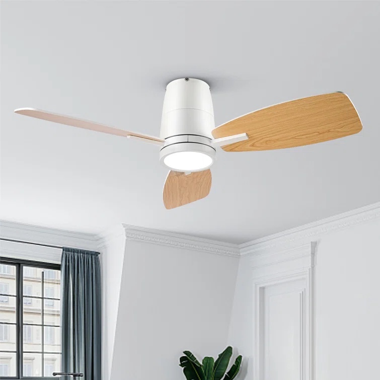 Emidia Blade LED Flush Mount Ceiling Fan with Light Kit Included